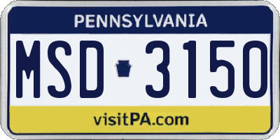 PA license plate MSD3150