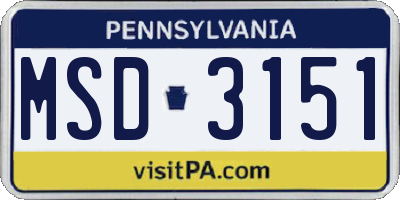 PA license plate MSD3151