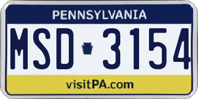 PA license plate MSD3154
