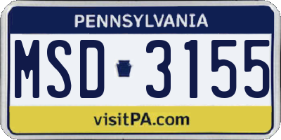 PA license plate MSD3155