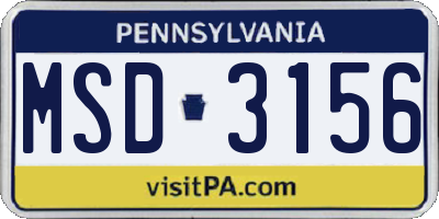 PA license plate MSD3156