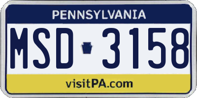 PA license plate MSD3158