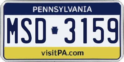 PA license plate MSD3159