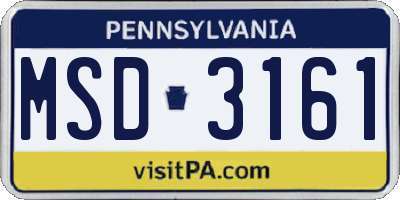 PA license plate MSD3161