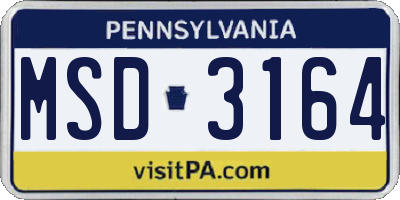 PA license plate MSD3164
