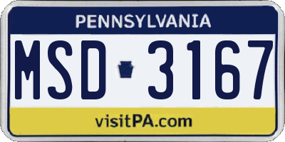 PA license plate MSD3167