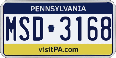 PA license plate MSD3168