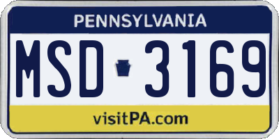 PA license plate MSD3169