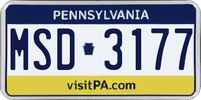 PA license plate MSD3177