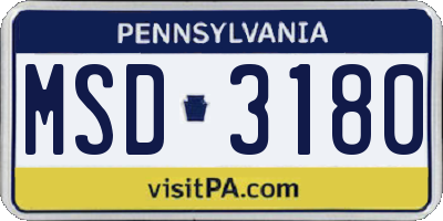 PA license plate MSD3180