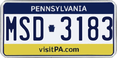 PA license plate MSD3183