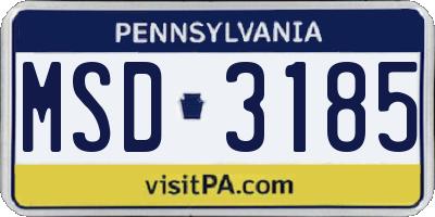 PA license plate MSD3185