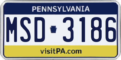 PA license plate MSD3186