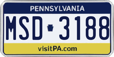 PA license plate MSD3188