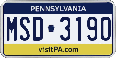 PA license plate MSD3190