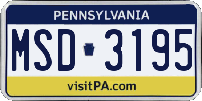 PA license plate MSD3195