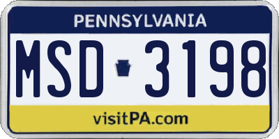 PA license plate MSD3198