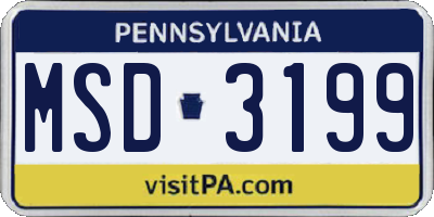 PA license plate MSD3199