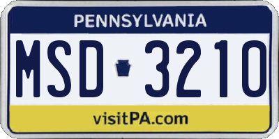 PA license plate MSD3210