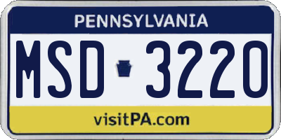 PA license plate MSD3220