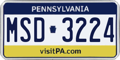PA license plate MSD3224