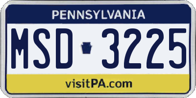 PA license plate MSD3225