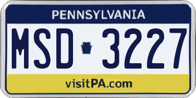 PA license plate MSD3227