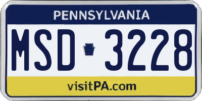 PA license plate MSD3228