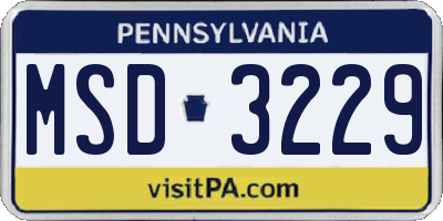 PA license plate MSD3229