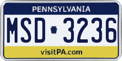PA license plate MSD3236