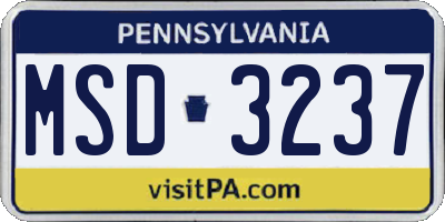 PA license plate MSD3237