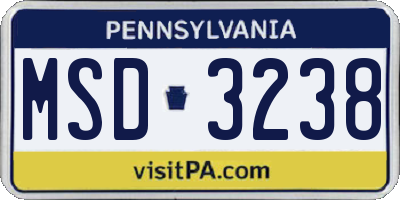 PA license plate MSD3238