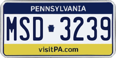 PA license plate MSD3239