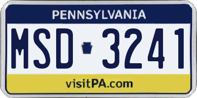 PA license plate MSD3241