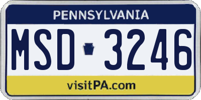 PA license plate MSD3246