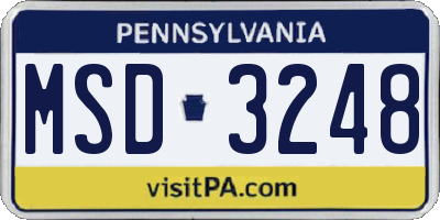 PA license plate MSD3248