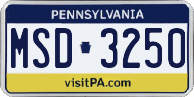 PA license plate MSD3250