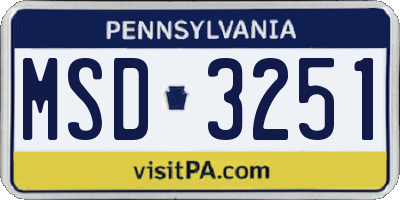PA license plate MSD3251