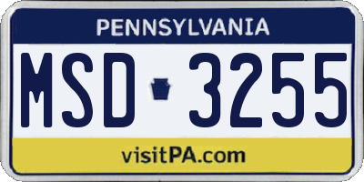 PA license plate MSD3255