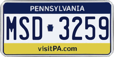PA license plate MSD3259