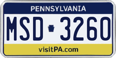 PA license plate MSD3260