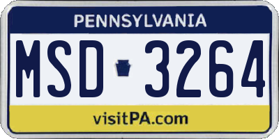 PA license plate MSD3264
