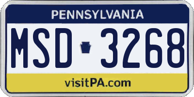 PA license plate MSD3268
