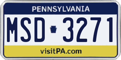 PA license plate MSD3271