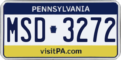 PA license plate MSD3272