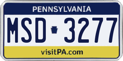 PA license plate MSD3277
