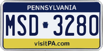PA license plate MSD3280