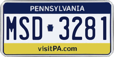 PA license plate MSD3281