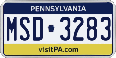 PA license plate MSD3283