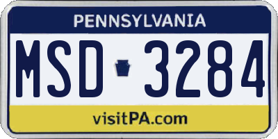 PA license plate MSD3284